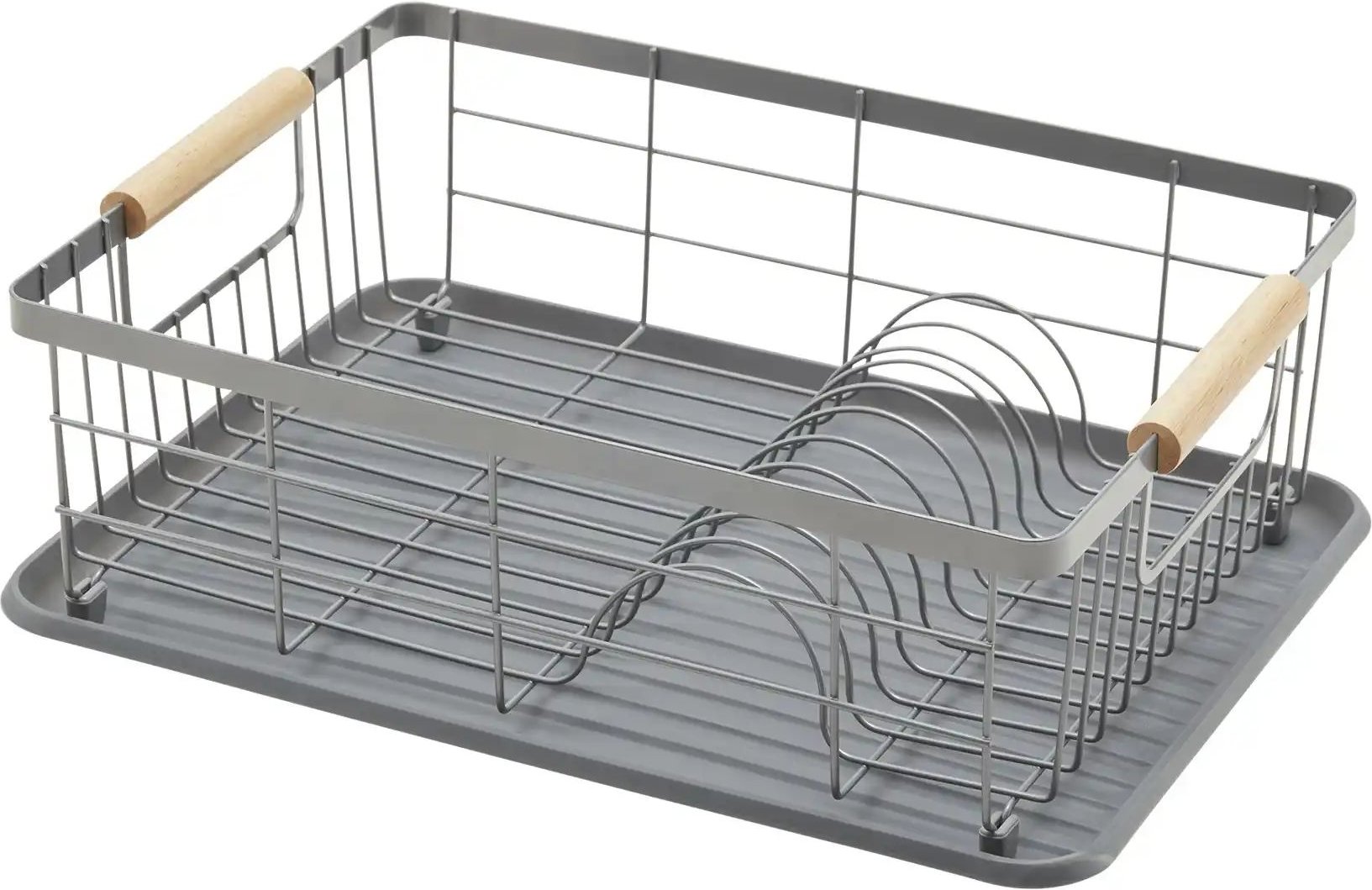 KHG Geschirrabtropfständer ¦ grau ¦ Kunststoff,Holz ¦ Maße (cm): B: 32 H: 15 Küchenzubehör & Helfer > Besteckkästen & ...
