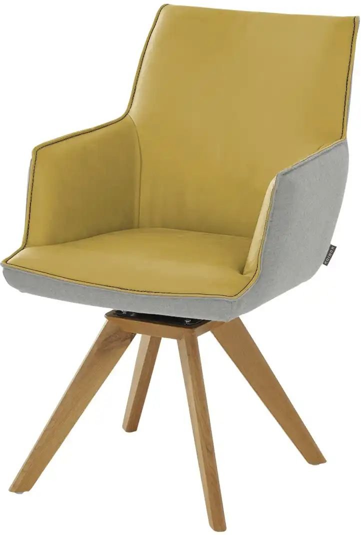 KOINOR Armlehnstuhl Leder Schwof ¦ gelb ¦ Maße (cm): B: 57 H: 90 T: 66.0 Stühle > Esszimmerstühle > Esszimmerstühle mit...