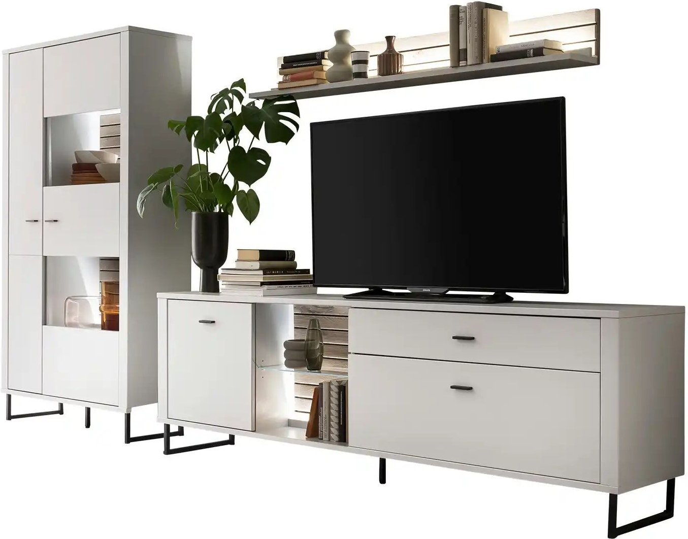 uno Wohnkombination Leni ¦ grau ¦ Maße (cm): B: 310 H: 187 T: 44.0 Kommoden & Sideboards > Wohnwände - Höffner