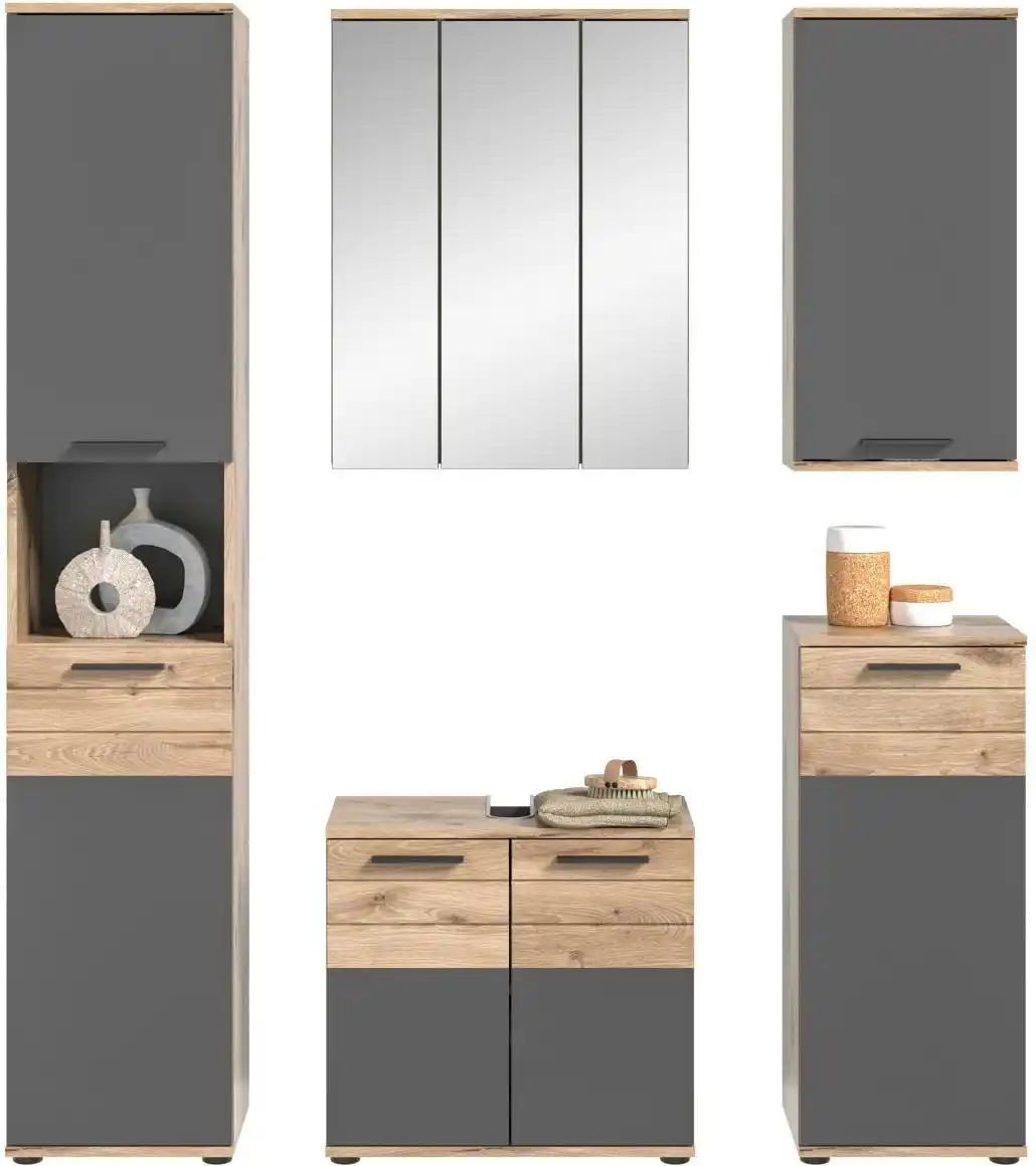 Badkombination Massower See ¦ grau ¦ Maße (cm): B: 164 H: 190 Schränke > Badschränke > Komplett-Badkombinationen - Höff...