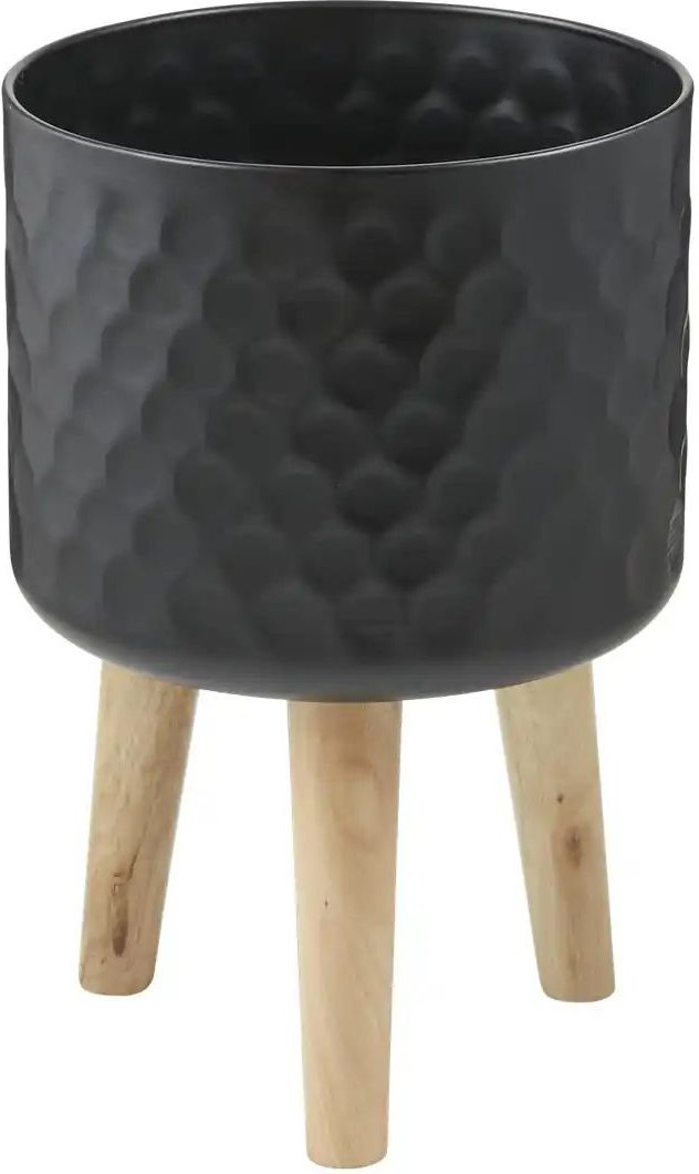 HOME STORY Übertopf ¦ schwarz ¦ Eisen,Holzwerkstoff ¦ Maße (cm): H: 42,5 Ø: 28 Accessoires > Dekoartikel - Höffner