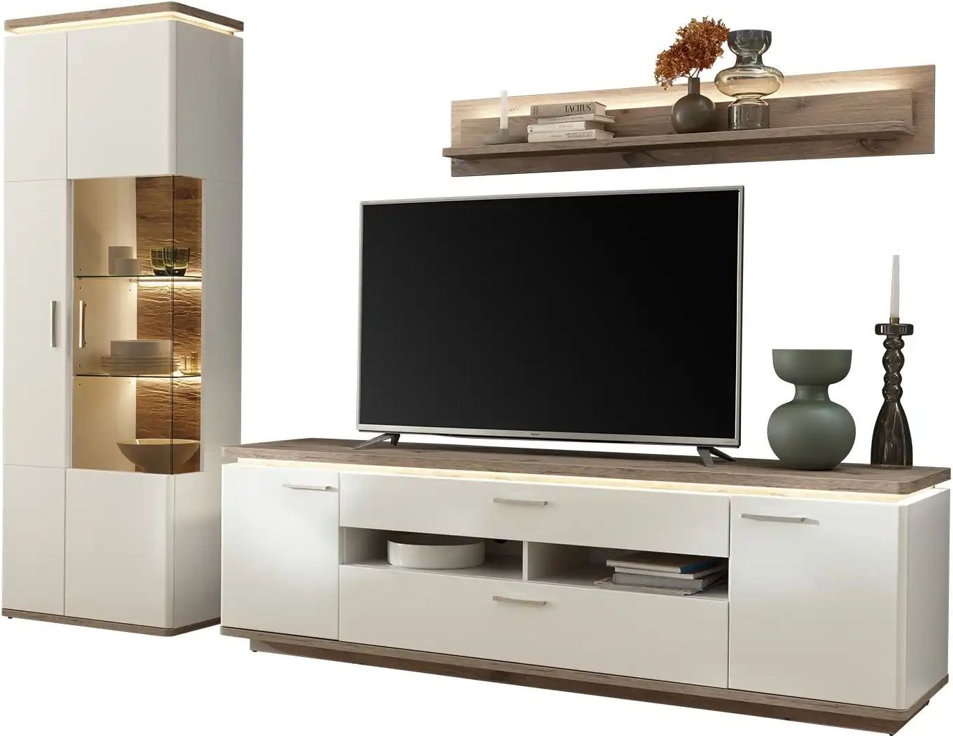 uno Wohnkombination Parez ¦ weiß ¦ Maße (cm): B: 285 H: 208 T: 50.0 Kommoden & Sideboards > Wohnwände - Höffner