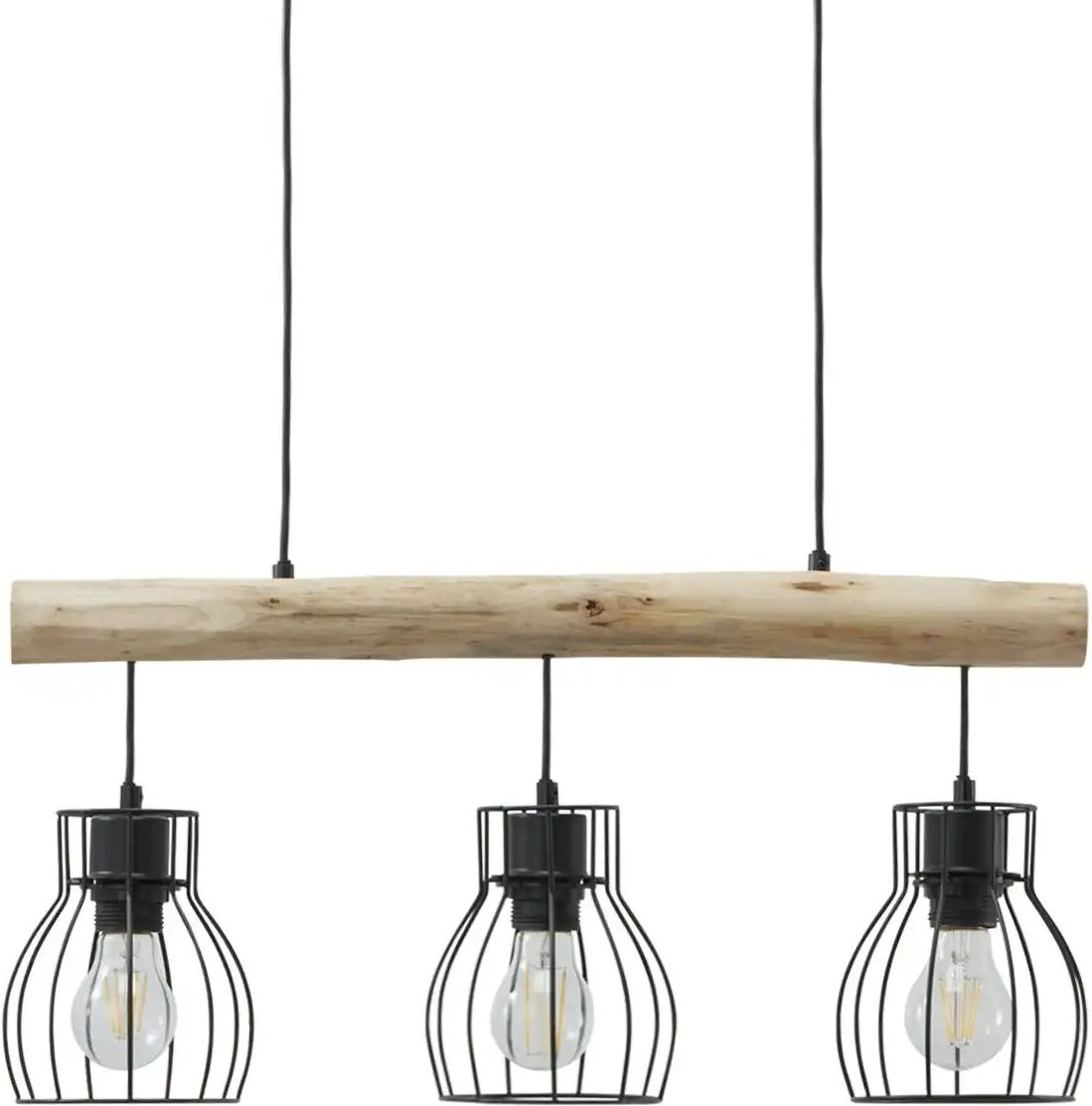 Globo Lighting Pendelleuchte 3-flammig Holz/ Metall Körbe Mina ¦ holzfarben ¦ Maße (cm): B: 13,6 H: 140 Lampen & Leuc...