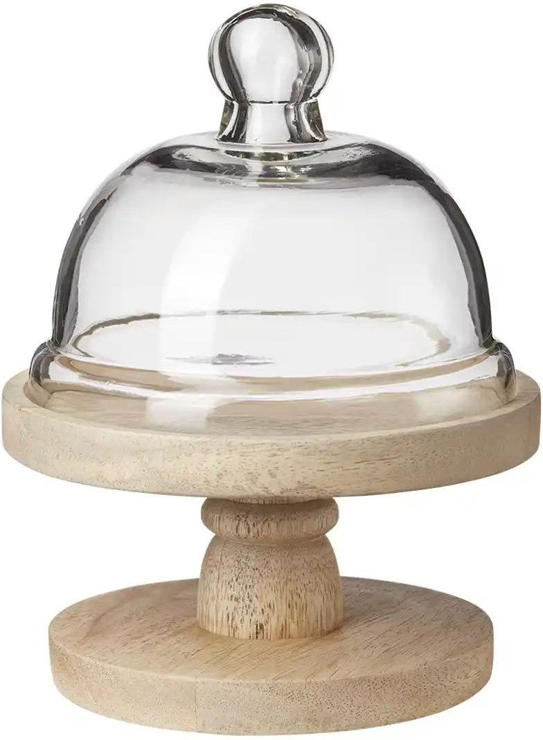 Thumbnail - HOME STORY Etagere mit Glasglocke ¦ holzfarben ¦ Holz,Glas ¦ Maße (cm): H: 19 Ø: 15.5 Geschirr > Einzelgeschirrteile ...