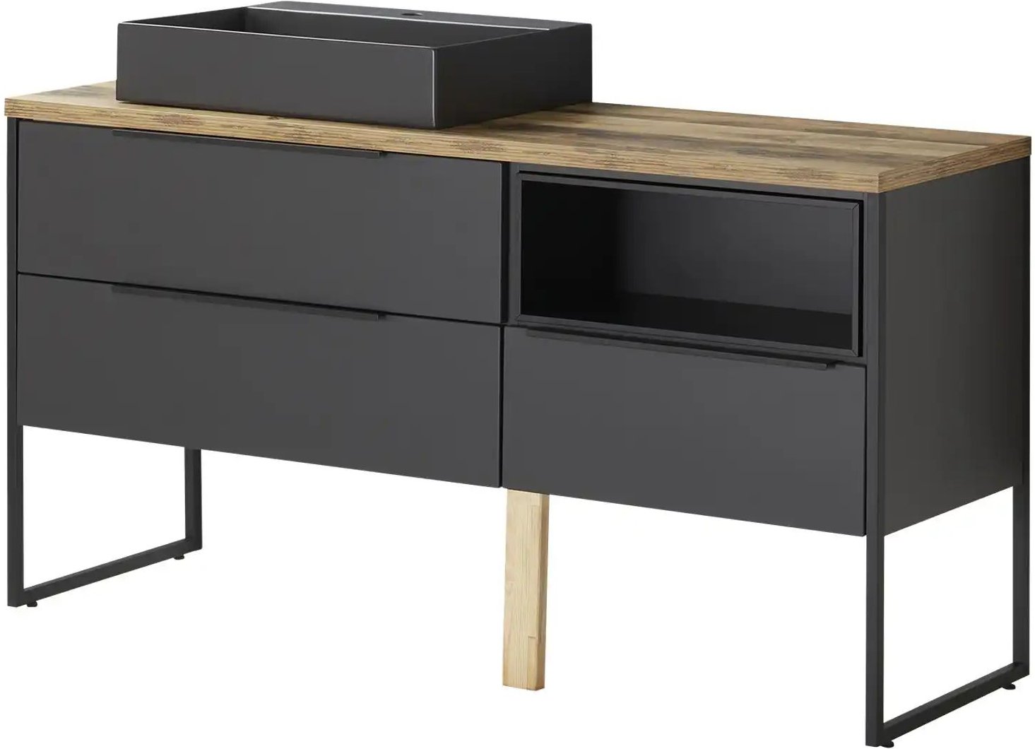 Waschtischkombination Abajasee ¦ grau ¦ Maße (cm): B: 154,6 Schränke > Badschränke > Komplett-Badkombinationen - Höffne...