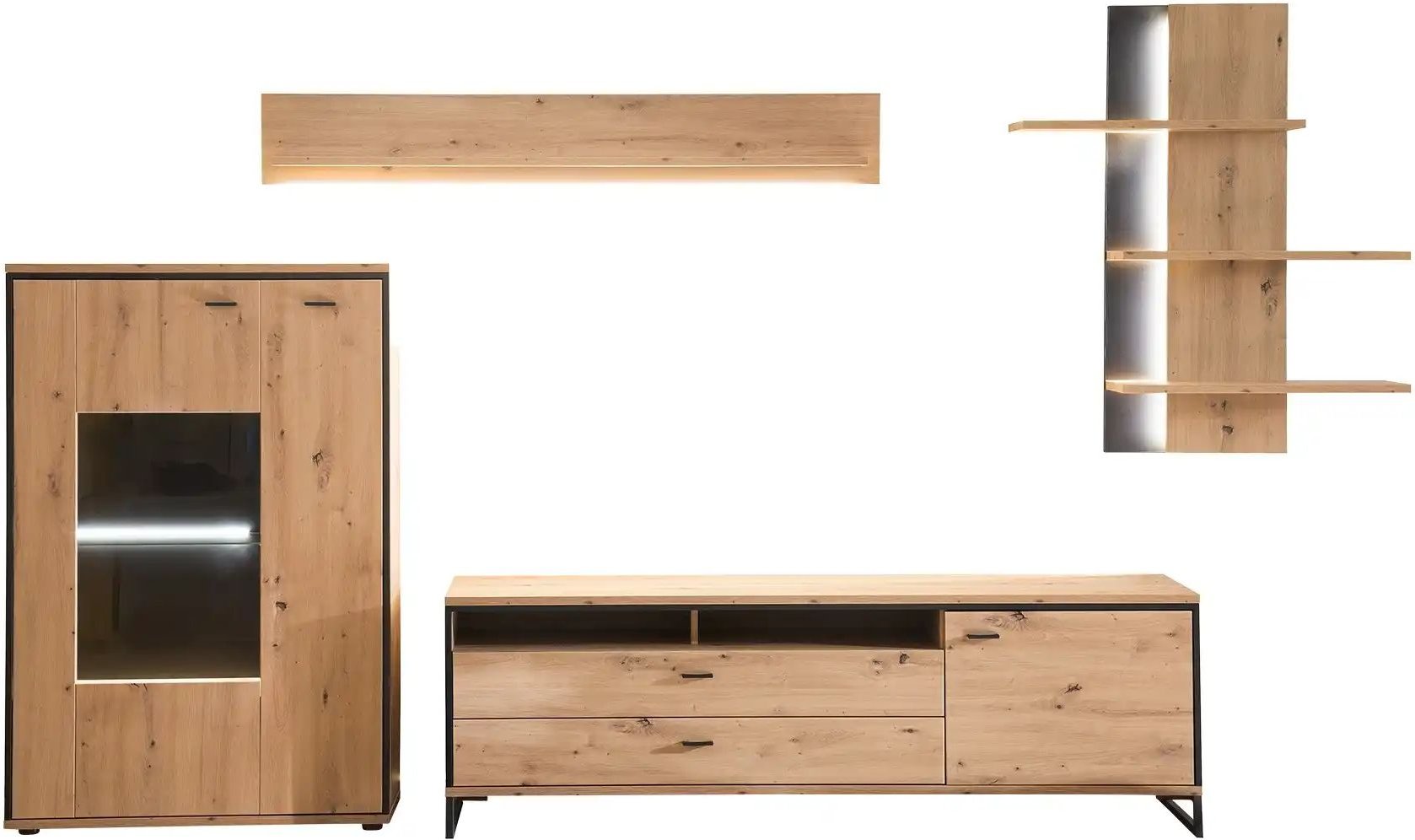 Thumbnail - uno Wohnkombination Argon ¦ holzfarben ¦ Maße (cm): B: 337 H: 210 T: 50.0 Kommoden & Sideboards > Wohnwände - Höffner