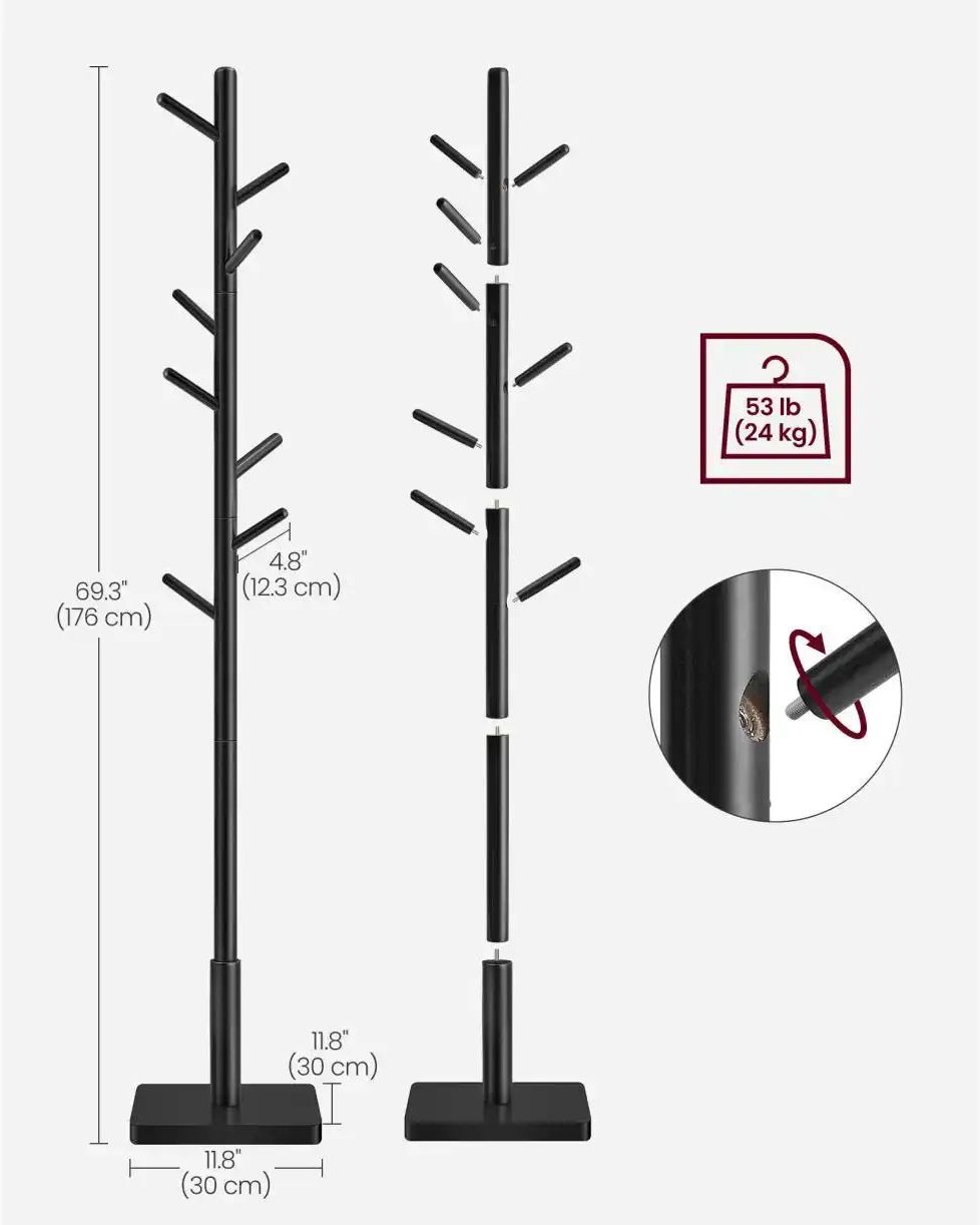 Garderobenständer Andi ¦ schwarz ¦ Holzwerkstoff ¦ Maße (cm): B: 30 H: 176 Garderoben & Kleiderstangen > Garderobenstän...