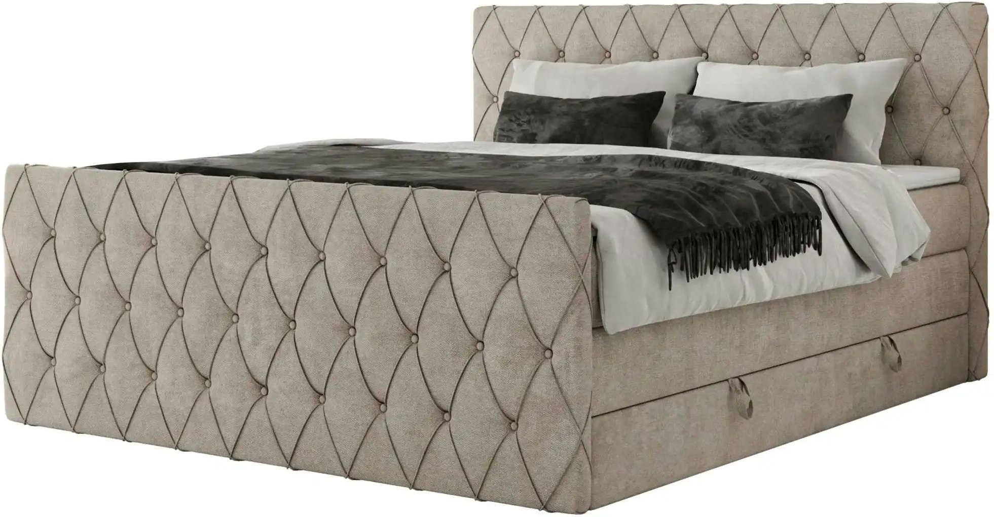Boxspringbett mit Bettkasten Miren King Duo ¦ beige ¦ Maße (cm): B: 141 H: 110 Betten > Boxspringbetten - Höffner