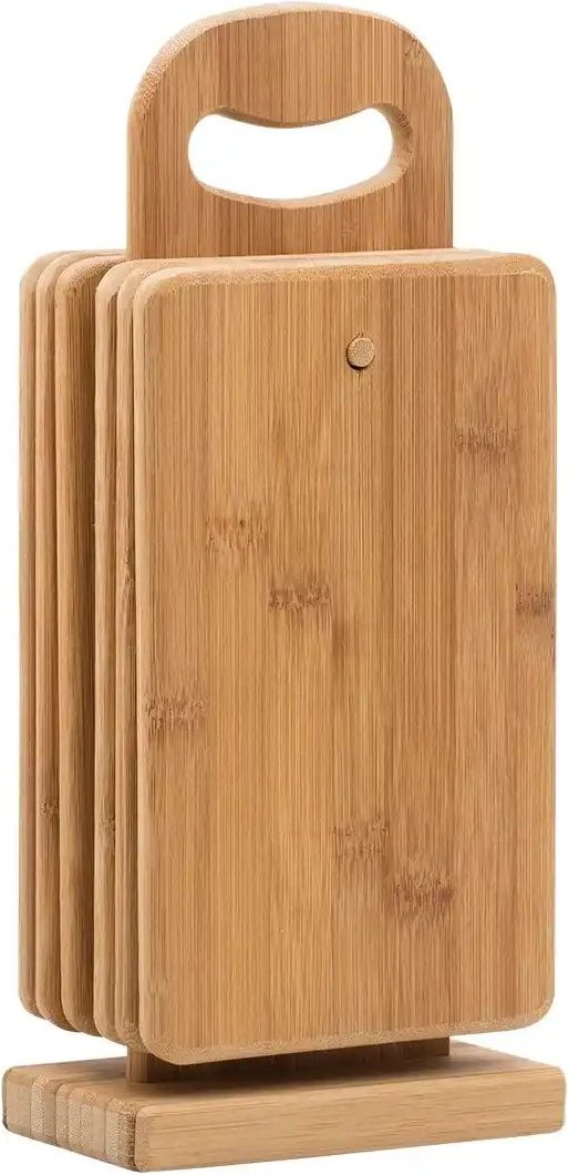 KHG Frühstücksbretter-Set 7-teilig ¦ holzfarben ¦ Bambus ¦ Maße (cm): B: 15 H: 0,8 Küchenzubehör & Helfer > Schneideb...