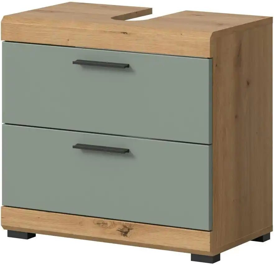 Waschbeckenunterschrank SCHLOONSEE Breite 60cm 2 Schubkästen mit Siphonausschnitt MDF-Front in verschiedenen Farben...