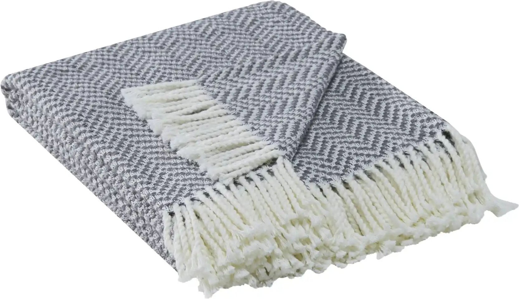 Thumbnail - como Jacquard Plaid Zick Zack ¦ grau ¦ Maße (cm): B: 130 Dekokissen & Decken > Kuscheldecken & Wohndecken - Höffner