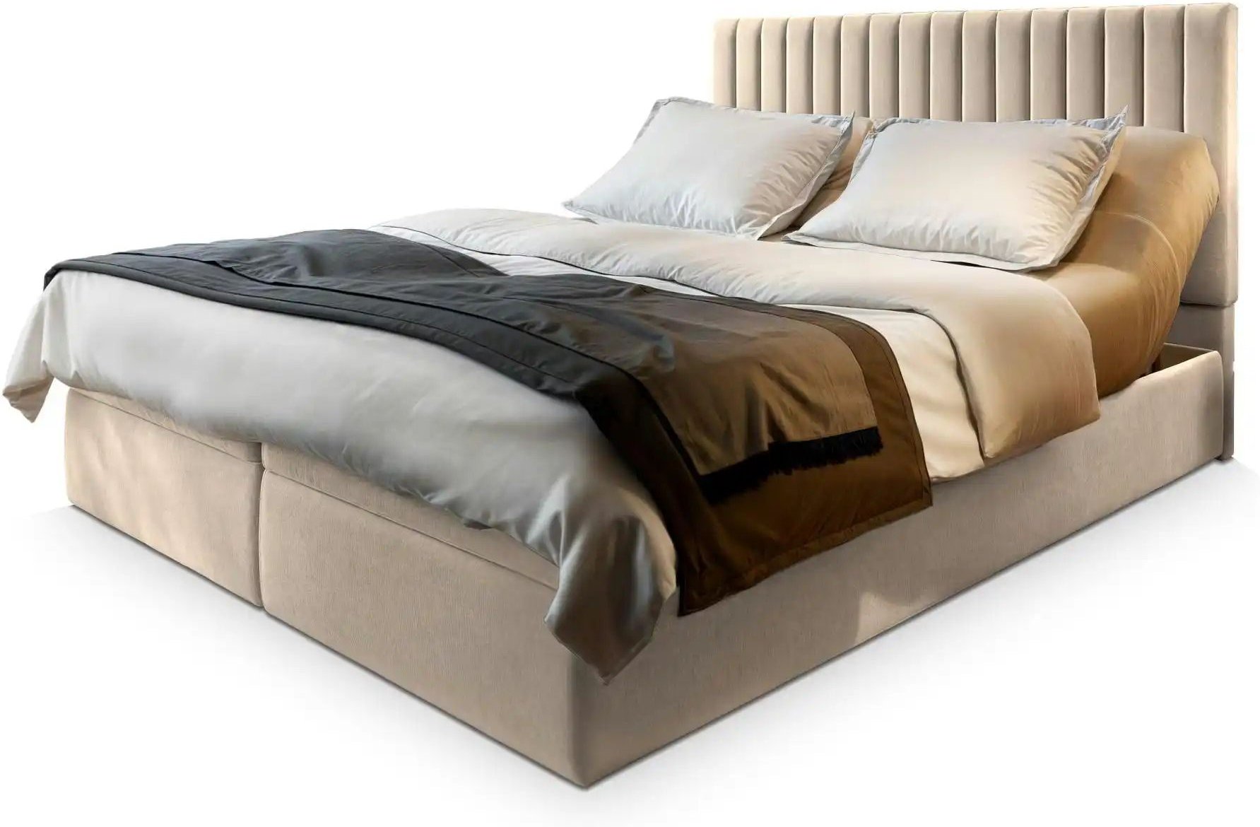 MASSENO Boxbett mit Bettkasten Murlo ¦ beige ¦ Maße (cm): B: 160 H: 98 Betten > Polsterbetten - Höffner