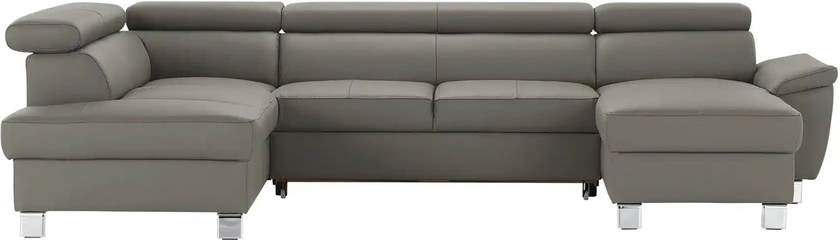 uno Wohnlandschaft aus Echtleder Avola ¦ grau ¦ Maße (cm): B: 315 H: 90 T: 208.0 Polstermöbel > Sofas > Schlafsofas - Hö...