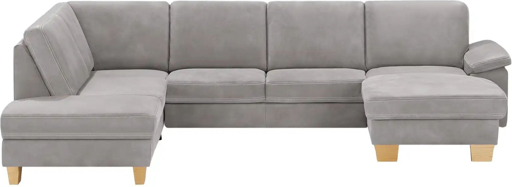 meinSofa Wohnlandschaft Leder Samu ¦ grau ¦ Maße (cm): B: 316 H: 90 T: 235.0 Polstermöbel > Sofas > Wohnlandschaften - H...