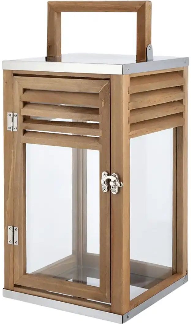 Thumbnail - Laterne   ¦ holzfarben ¦ Metall,Stahl,Glas ¦ Maße (cm): B: 18,8 H: 40 T: 18.0 Accessoires > Kerzen & Kerzenständer - Höf...