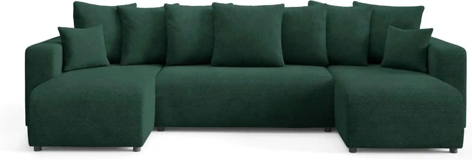 Wohnlandschaft mit Schlaffunktion Evora ¦ grün ¦ Maße (cm): B: 318 H: 88 Polstermöbel > Sofas > Wohnlandschaften - Höffn...