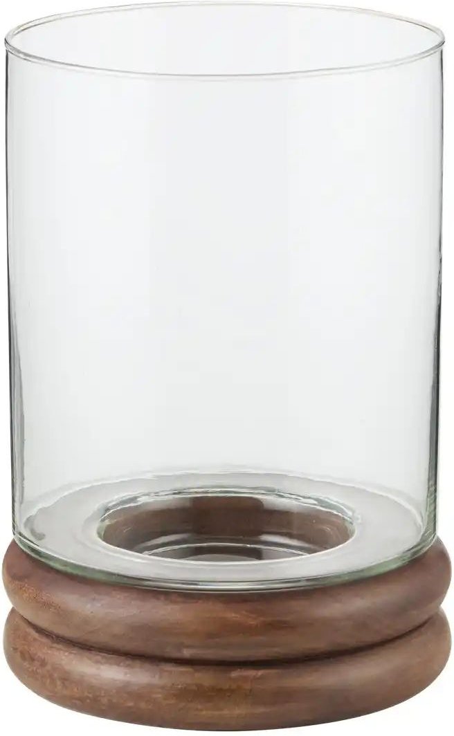 HOME STORY Windlicht ¦ holzfarben ¦ Glas ¦ Maße (cm): H: 23 Ø: 16 Accessoires > Kerzen & Kerzenständer - Höffner