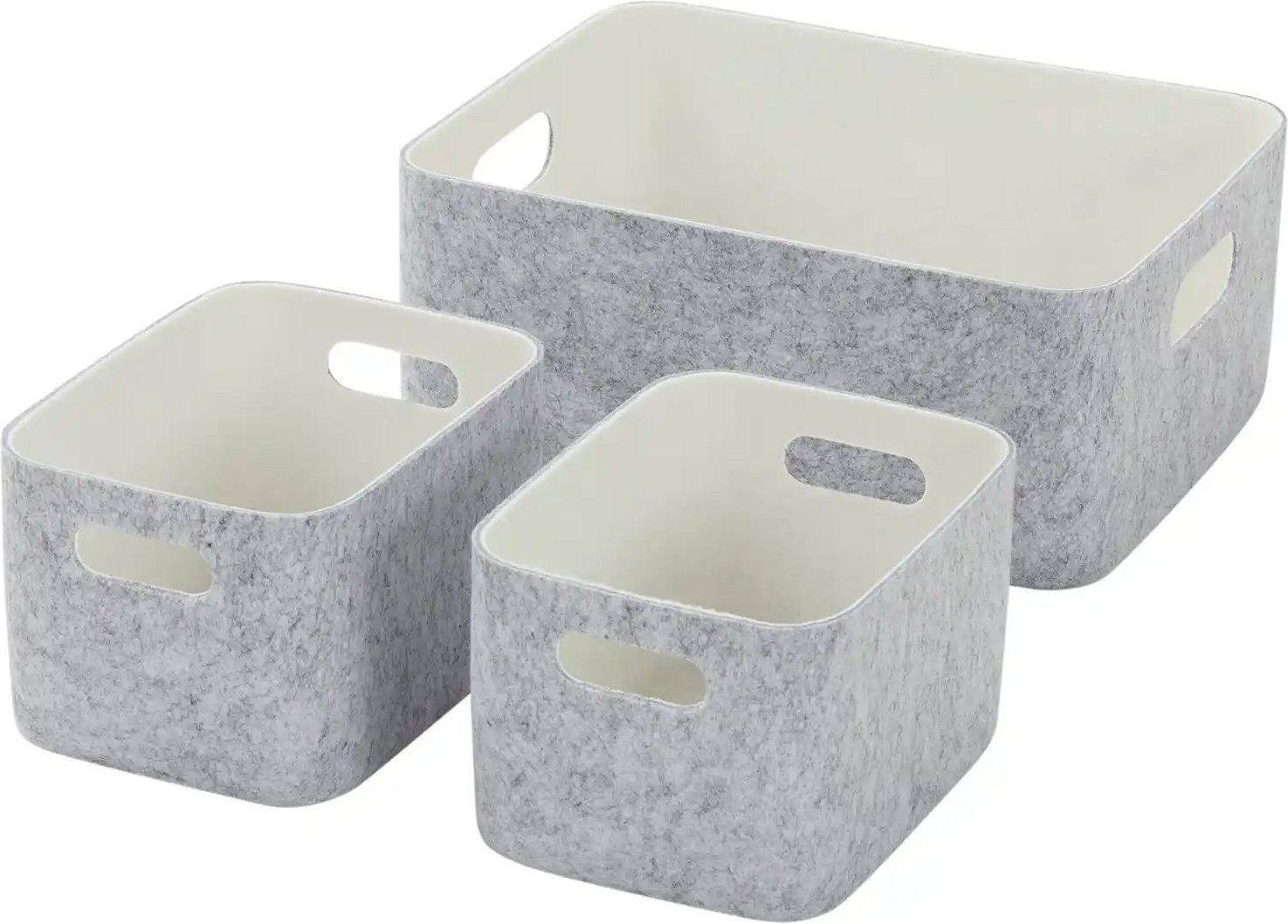 HOME STORY Filzkörbe 3er Set ¦ grau ¦ Filz ¦ Maße (cm): B: 33 H: 14 T: 25.0 Aufbewahrung > Körbe - Höffner
