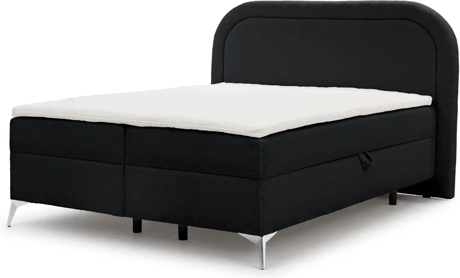 S-STYLE Boxbett mit Bettkasten Bouclé-Stoff Sonna ¦ schwarz ¦ Maße (cm): B: 220 H: 120 Betten > Boxspringbetten - Höffn...