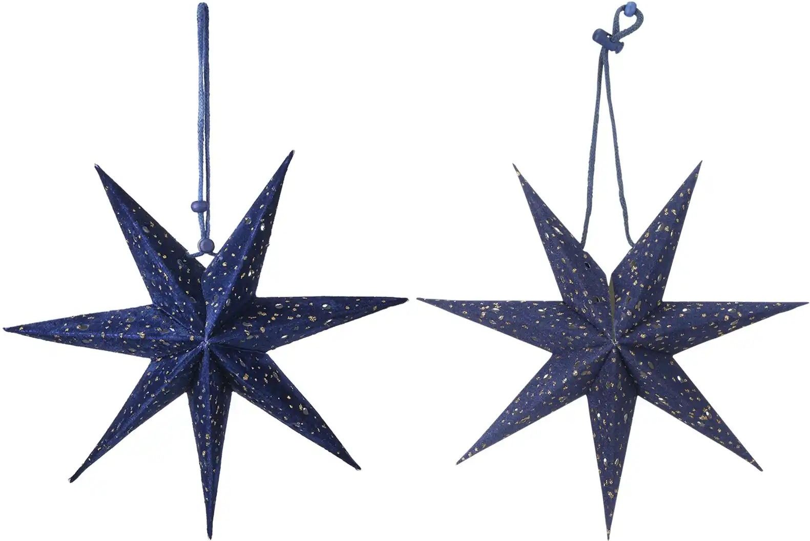 HOME STORY Weihnachtsstern Hänger  2er Set   ¦ blau ¦ Papier,Baumwolle ¦ Maße (cm): H: 9  Ø: 20 Weihnachten - Höffner
