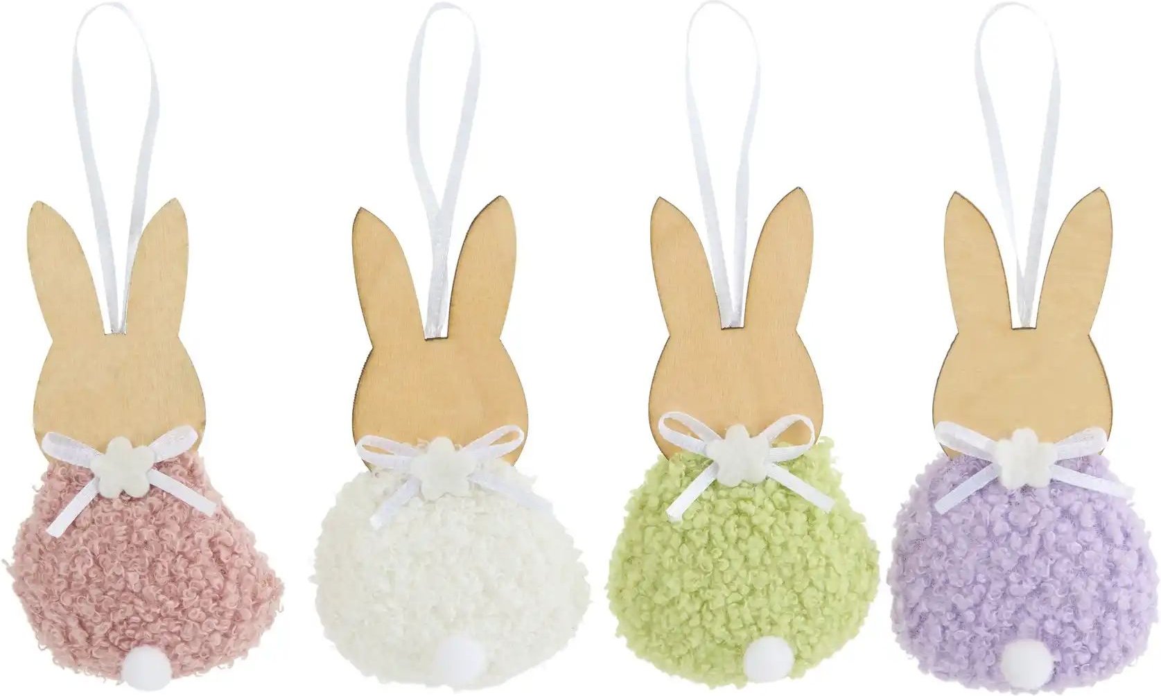 HOME STORY 4er Set Anhänger Osterhase ¦ mehrfarbig ¦ Polyester,MDF ¦ Maße (cm): B: 9,5 Oster-Artikel - Höffner