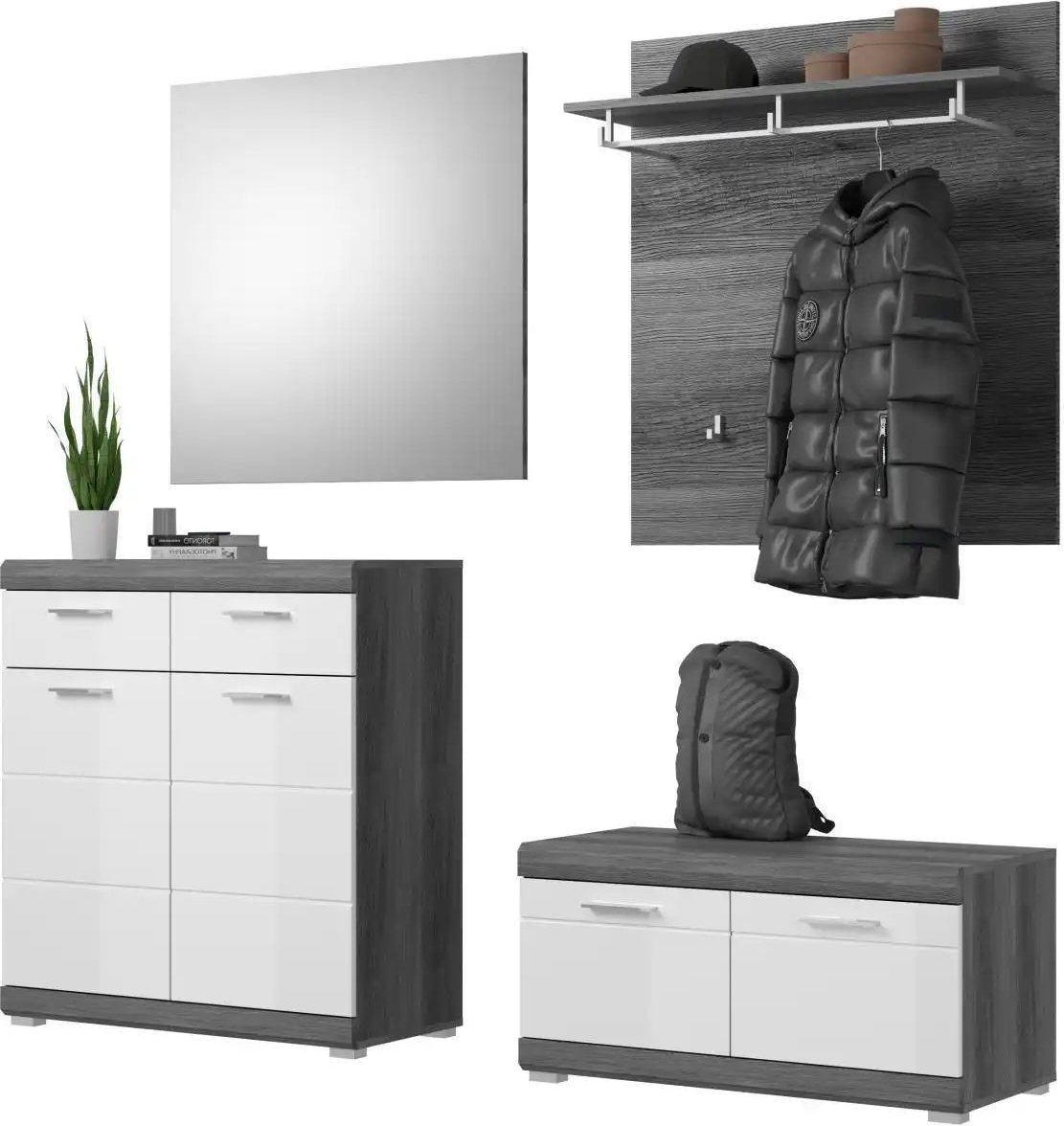 Garderoben-Set Scout ¦ weiß ¦ Maße (cm): B: 195 H: 197 T: 40.0 Garderoben & Kleiderstangen > Garderobensysteme - Höffne...