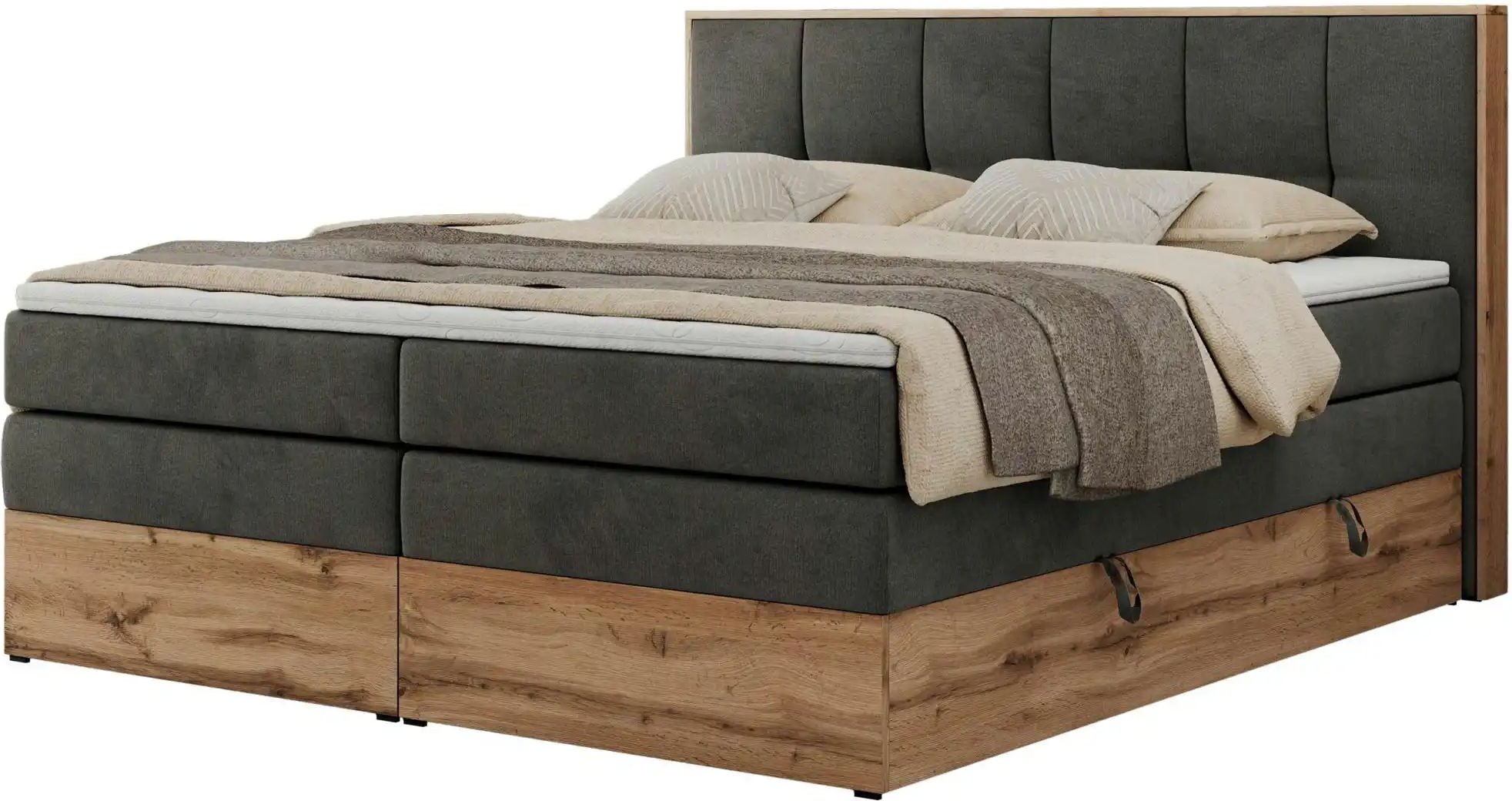 Thumbnail - Boxspringbett mit Bettkasten Albero 1 King ¦ grau ¦ Maße (cm): B: 168 H: 113 Betten > Boxspringbetten - Höffner