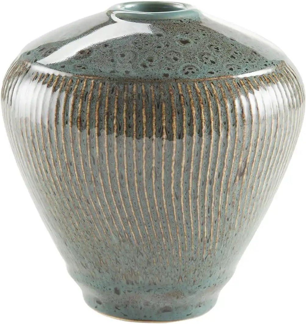 HOME STORY Vase ¦ grün ¦ Steinzeug ¦ Maße (cm): H: 13,3 Ø: 13 Accessoires > Vasen - Höffner