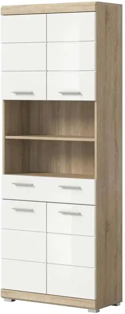 Hochschrank SCHLOONSEE  Breite 74cm  4 Türen  1 Schubkasten  2 offene Fächer  MDF-Front  in verschiedenen Farben erhältl...