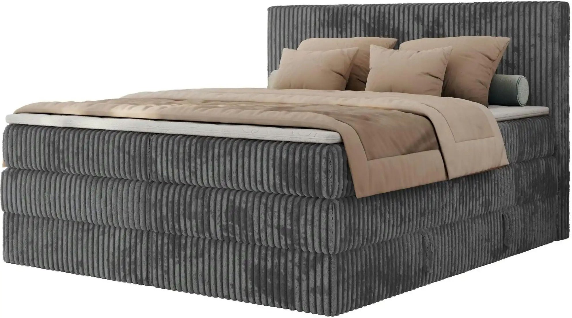Boxspringbett mit Bettkasten Tiliano King ¦ grau ¦ Maße (cm): B: 146 H: 119 Betten > Boxspringbetten - Höffner