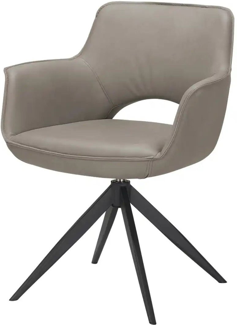 Armlehnstuhl mit Lederbezug Chester ¦ grau ¦ Maße (cm): B: 69 H: 83 T: 59.0 Stühle > Esszimmerstühle > Esszimmerstühle m...