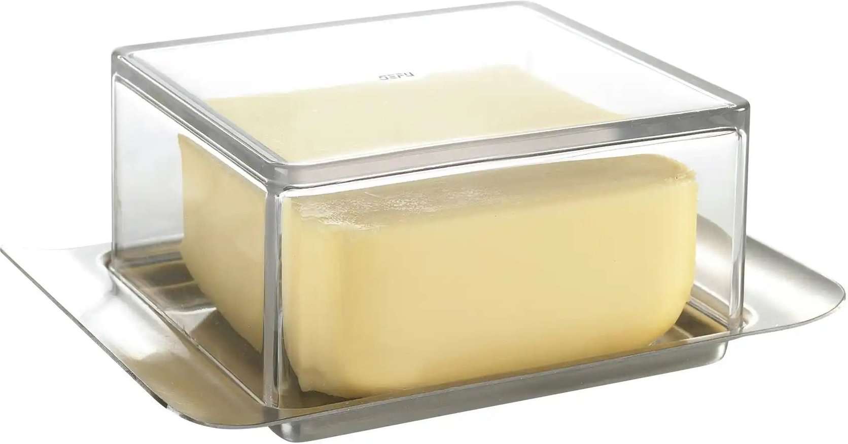 Gefu Butterdose BRUNCH ¦ transparent/klar ¦ Edelstahl,Kunststoff ¦ Maße (cm): B: 8 H: 5,2 Geschirr > Einzelgeschirrteil...