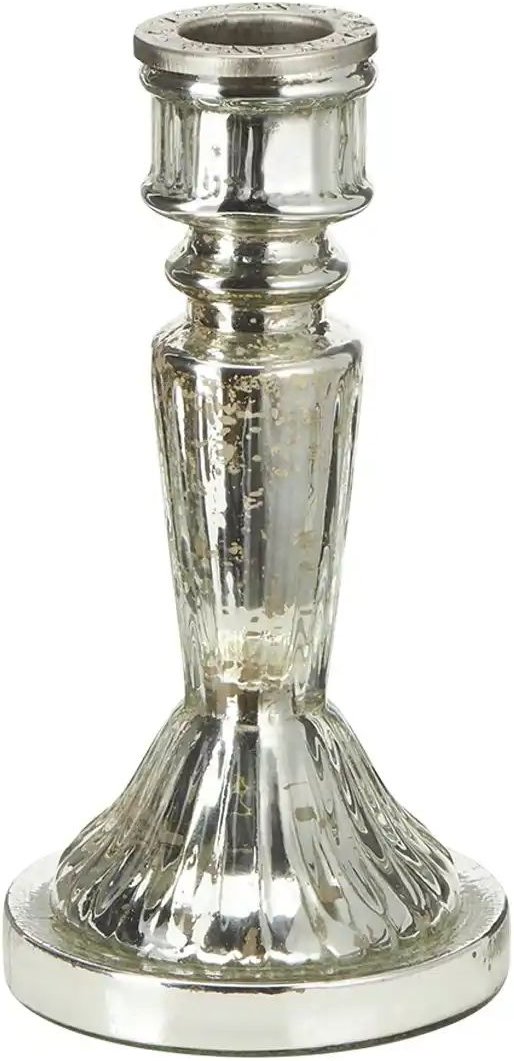 HOME STORY Kerzenhalter   ¦ silber ¦ Glas,Eisen ¦ Maße (cm): H: 20  Ø: 9.5 Accessoires > Kerzen & Kerzenständer > Kerzen...