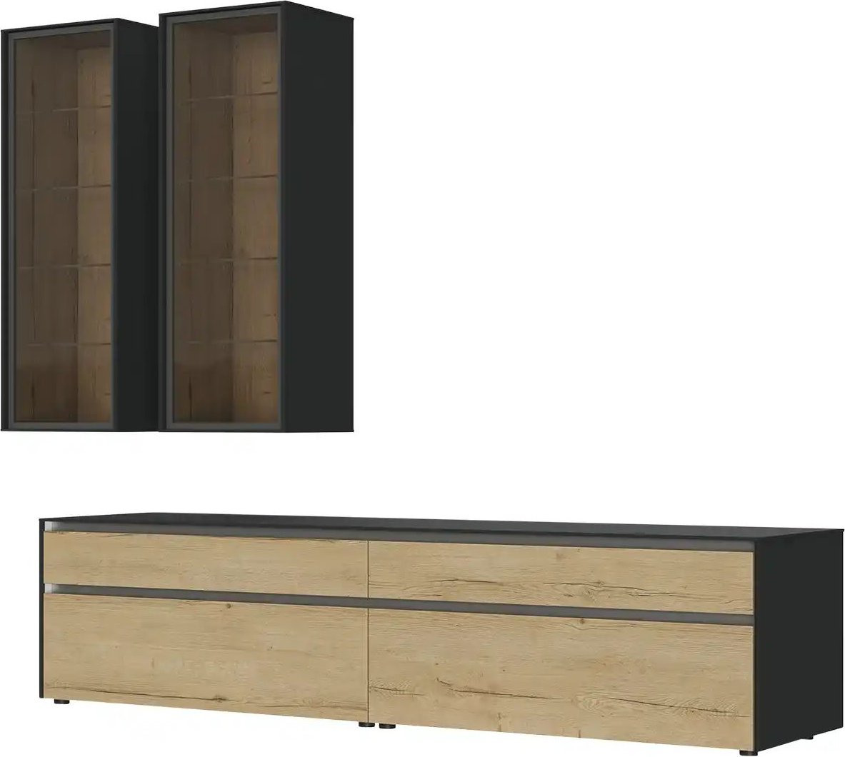 Content Wohnkombination Metro Line ¦ schwarz ¦ Maße (cm): B: 290 H: 207 T: 60.0 Kommoden & Sideboards > Wohnwände - Höf...