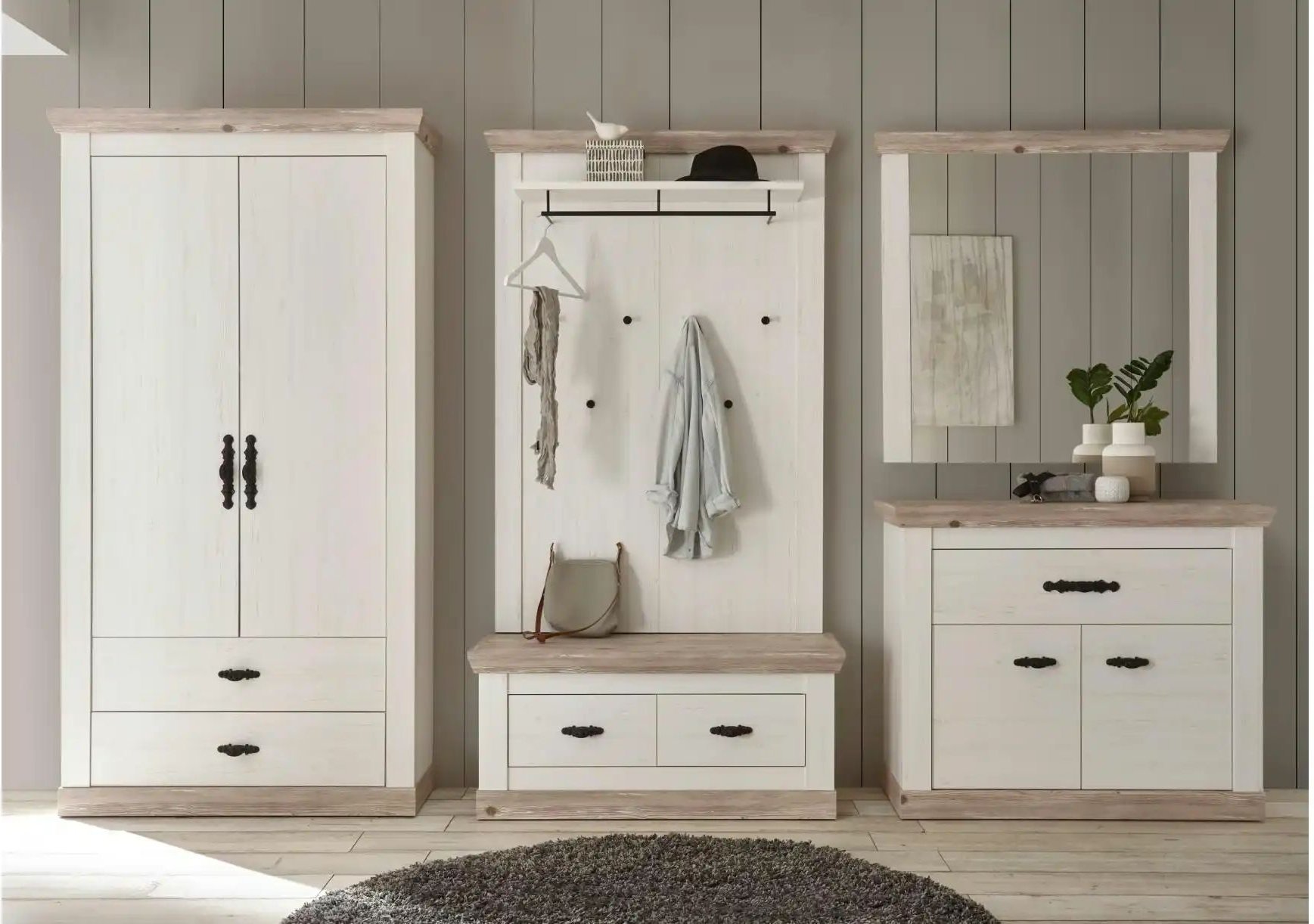 Garderobe Roble ¦ weiß ¦ Maße (cm): B: 341 H: 201 T: 45.0 Garderoben & Kleiderstangen > Garderoben - Höffner