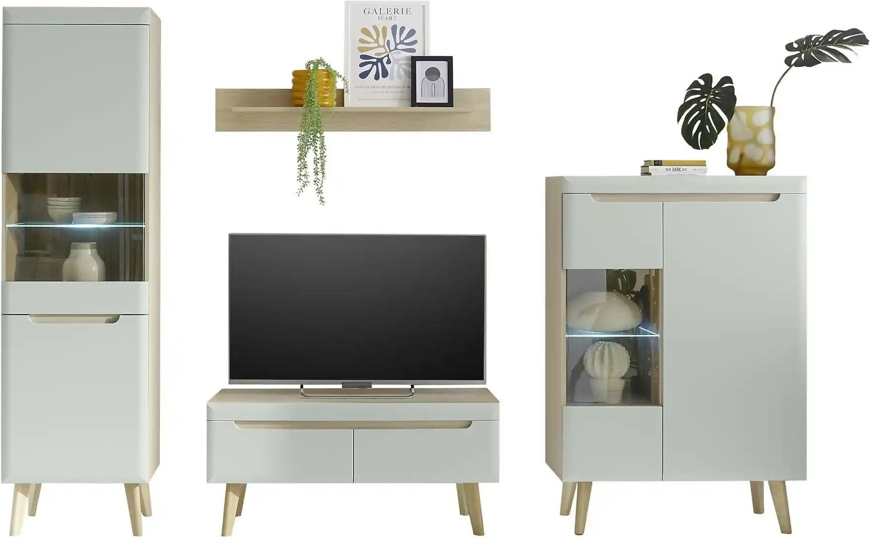 Thumbnail - Wohnwand Malaren ¦ grün ¦ Maße (cm): B: 290 H: 197 T: 40.0 Kommoden & Sideboards > Wohnwände - Höffner