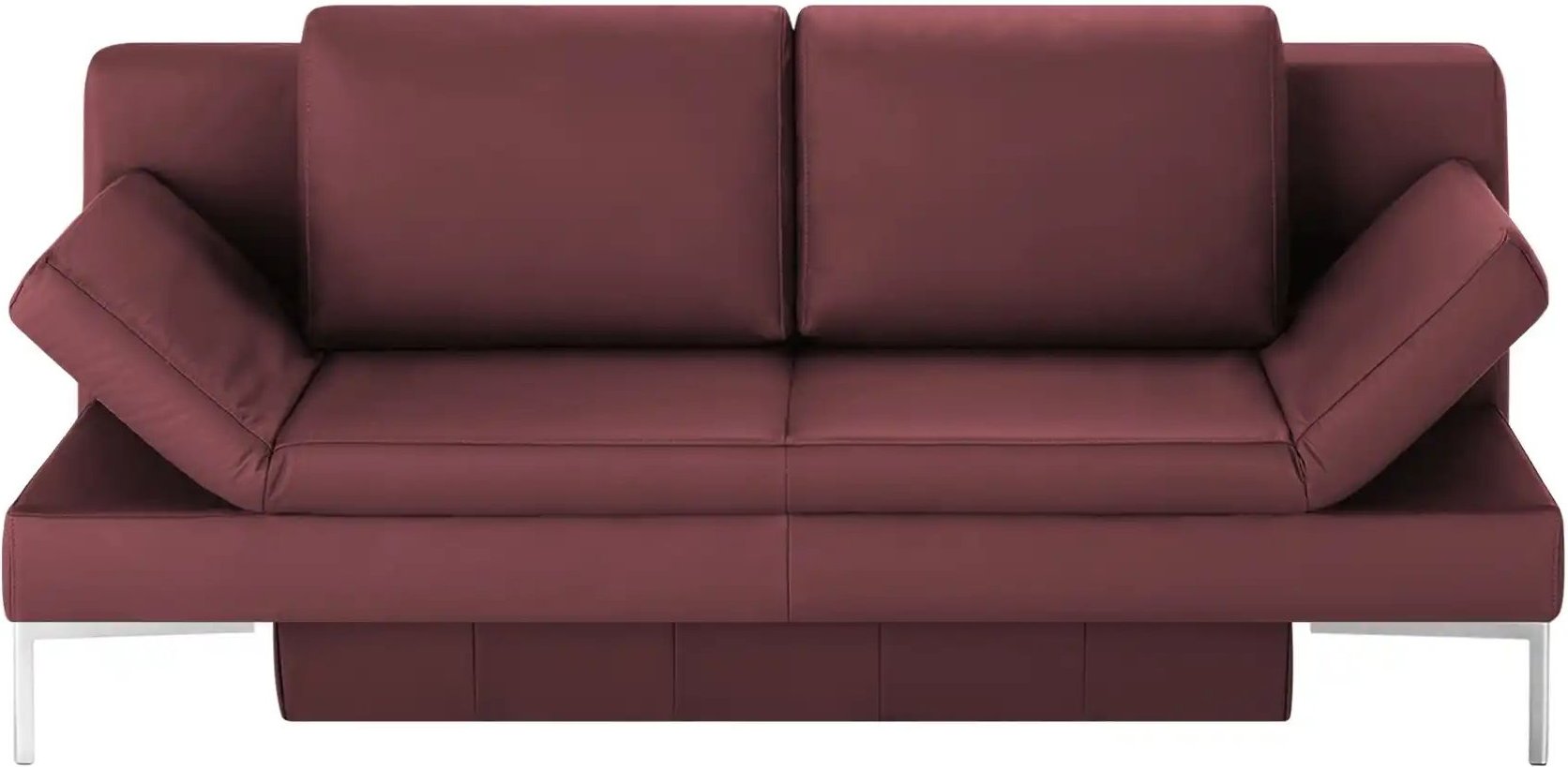 Schlafsofa mit Sitz- und Rückenfläche aus Echtleder Kenny ¦ rot ¦ Maße (cm): B: 204 H: 88 T: 91.0 Polstermöbel > Sofas >...