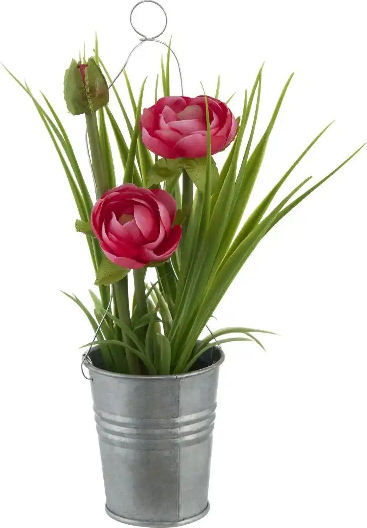 Ranunkel im Zinktopf ¦ rosa/pink ¦ Kunststoff,Eisen,Polyester ¦ Maße (cm): H: 22 Ø: 5.5 Accessoires > Kunstblumen - H...