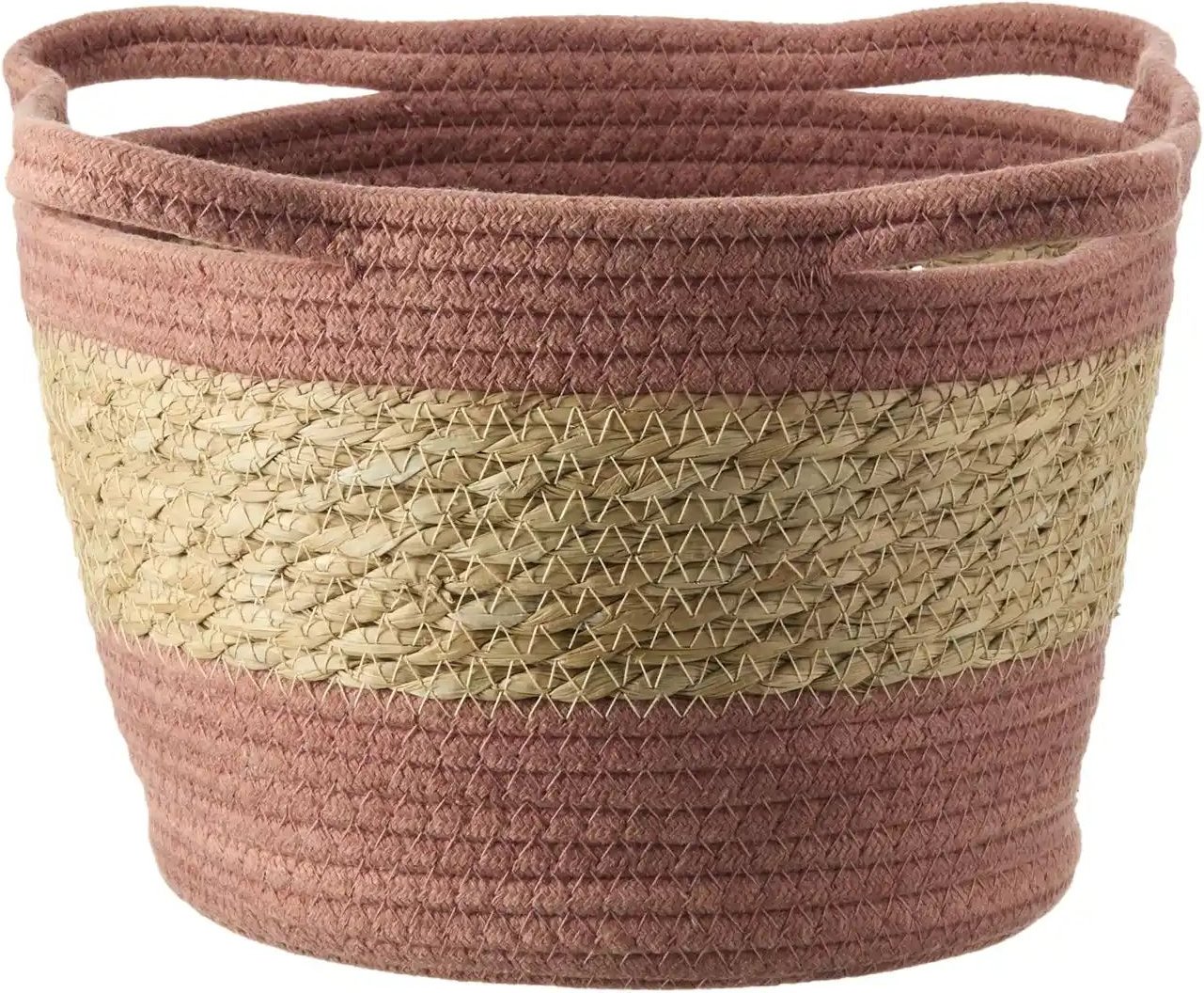HOME STORY Aufbewahrungskorb ¦ braun ¦ Seegras,Baumwolle ¦ Maße (cm): H: 21 Ø: 25 Aufbewahrung > Körbe - Höffner
