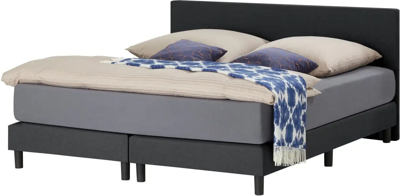 Boxspringbett  Cisano ¦ schwarz ¦ Maße (cm): B: 160 H: 91 Betten > Boxspringbetten - Höffner