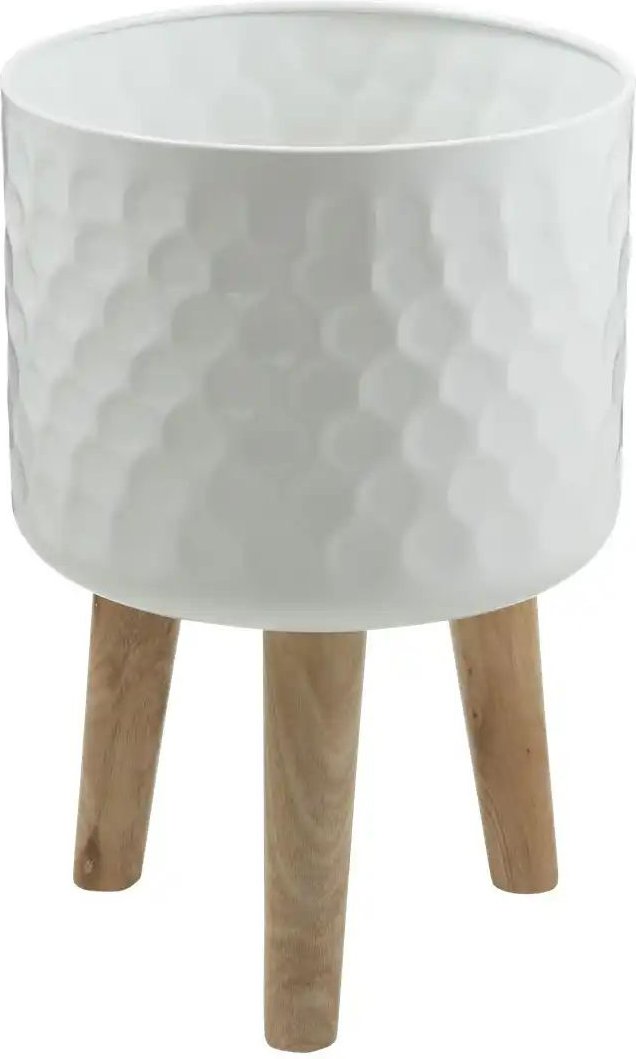 HOME STORY Übertopf ¦ weiß ¦ Eisen,Holzwerkstoff ¦ Maße (cm): H: 42,5 Ø: 28 Accessoires > Dekoartikel - Höffner