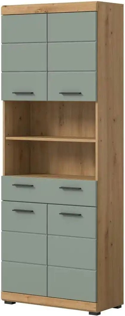 Hochschrank SCHLOONSEE Breite 74cm 4 Türen 1 Schubkasten 2 offene Fächer MDF-Front in verschiedenen Farben erhältl...