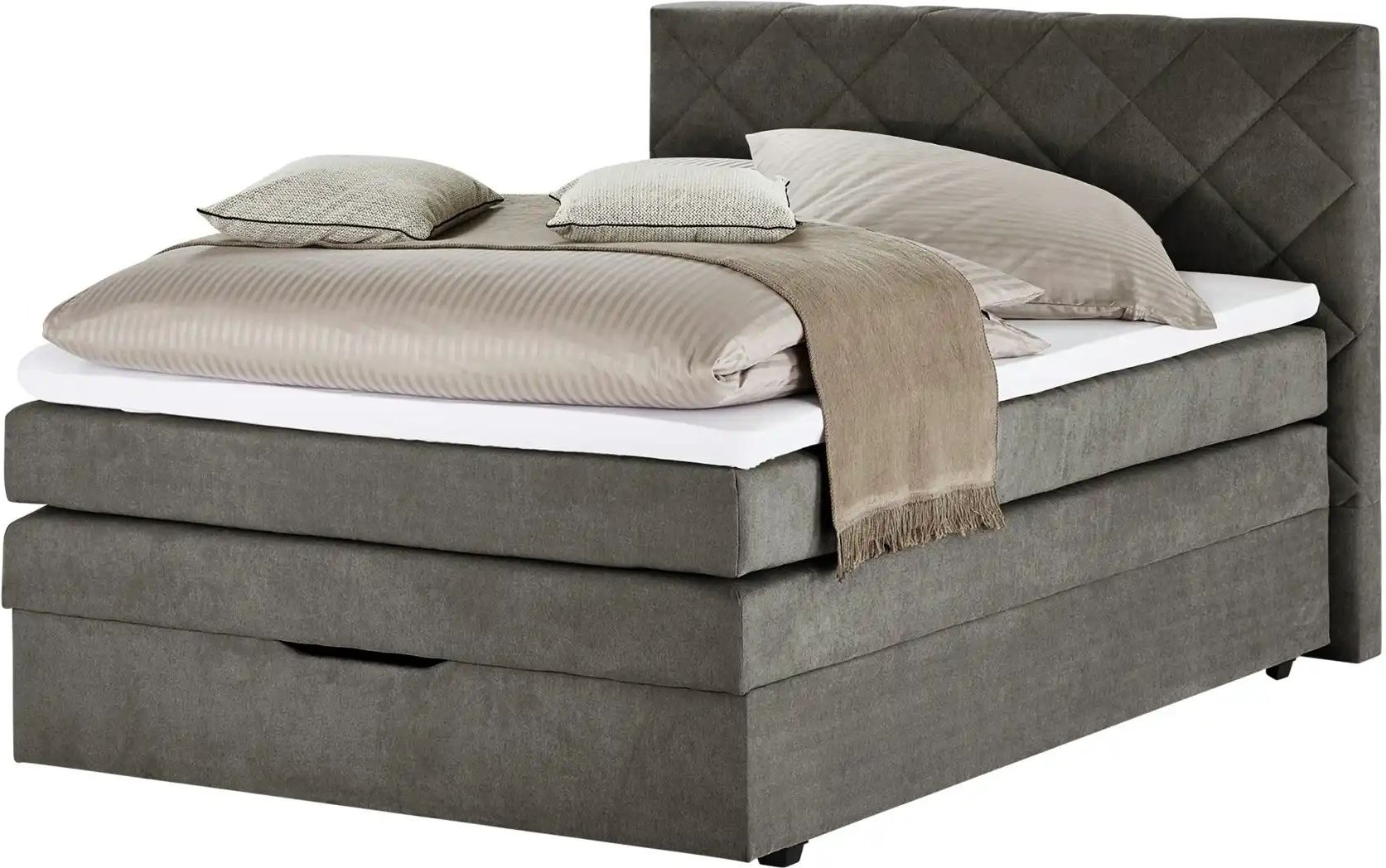 Boxspringbett mit Bettkasten Princess ¦ grau ¦ Maße (cm): B: 132 H: 116 Betten > Boxspringbetten - Höffner