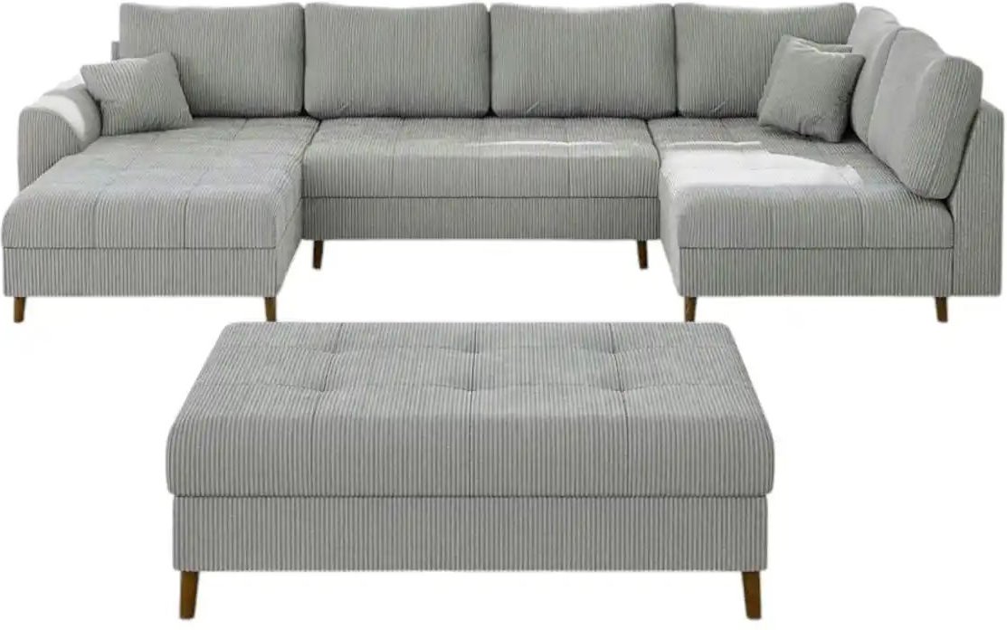 Wohnlandschaft mit Hocker Maya ¦ grau ¦ Maße (cm): B: 310 H: 81 Polstermöbel > Sofas > Schlafsofas - Höffner