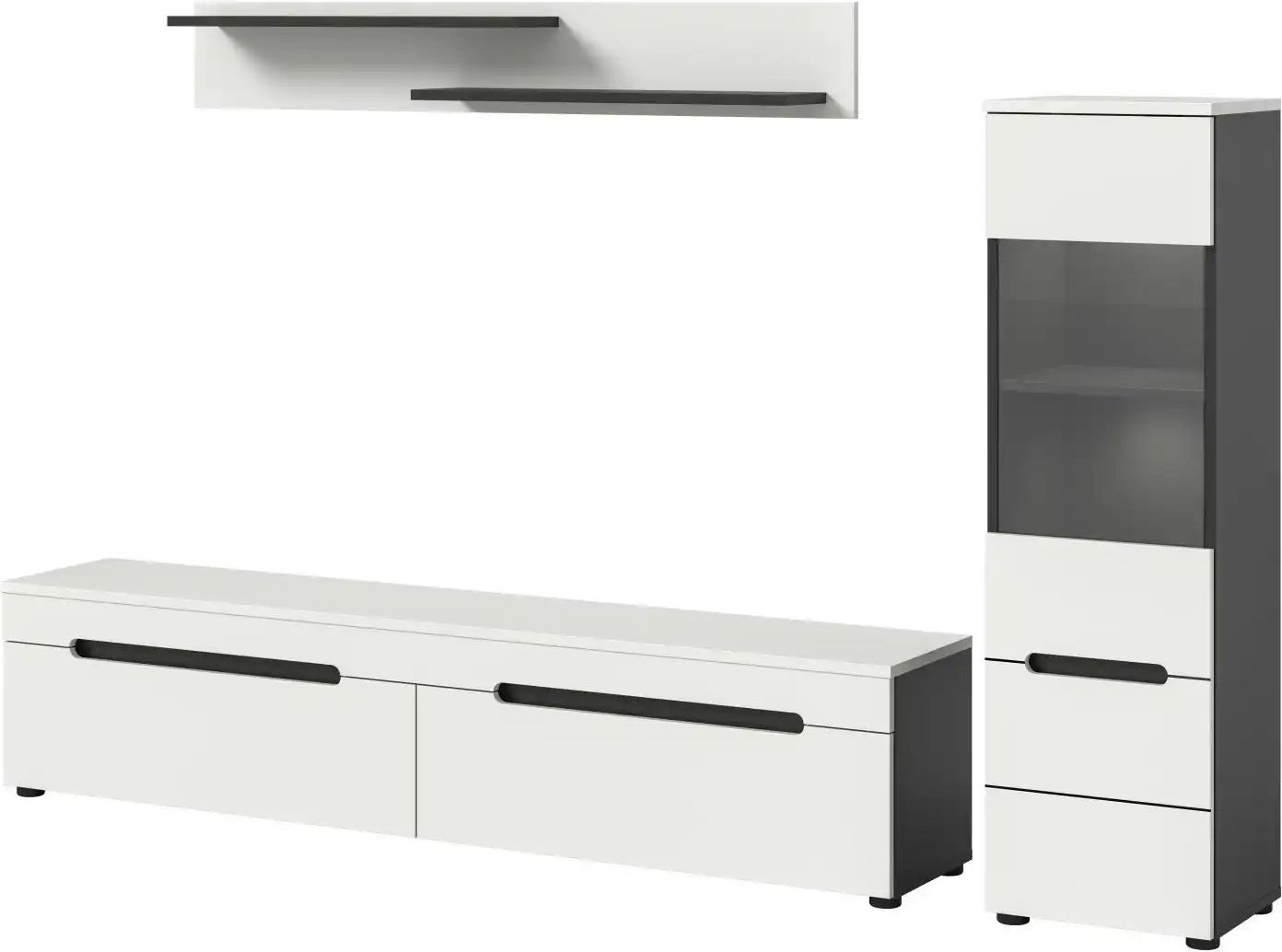 Wohnwand ¦ grau ¦ Maße (cm): B: 221 H: 141 Kommoden & Sideboards > Wohnwände - Höffner