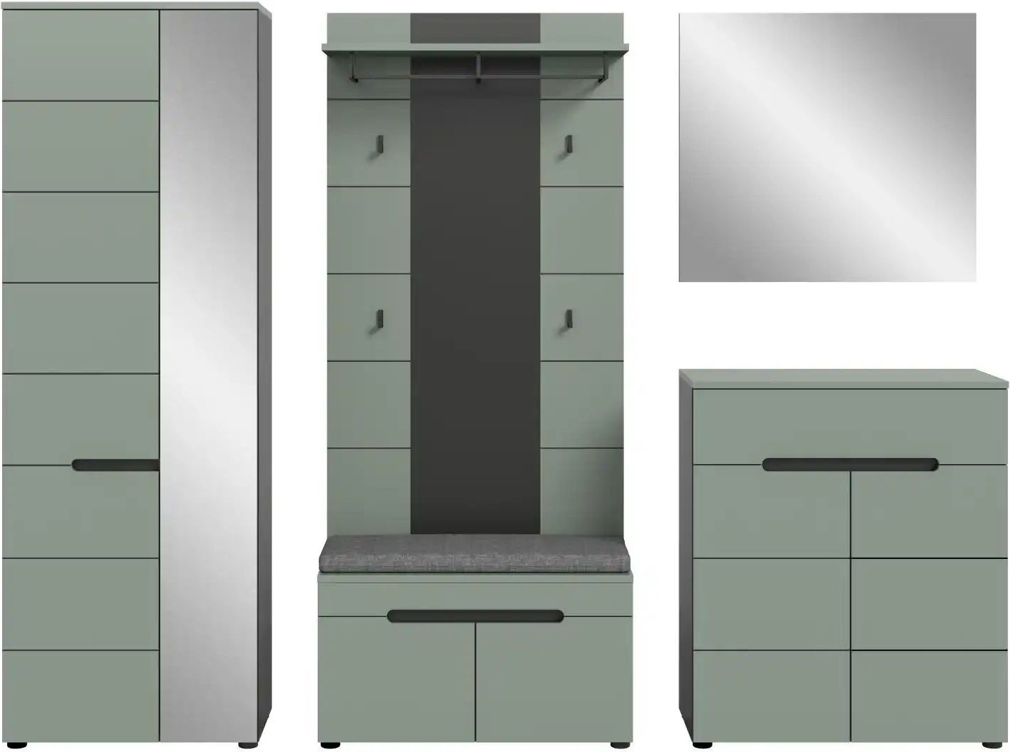 Garderobenkombination ¦ grau ¦ Maße (cm): B: 255 H: 190 Garderoben & Kleiderstangen > Garderobensysteme - Höffner