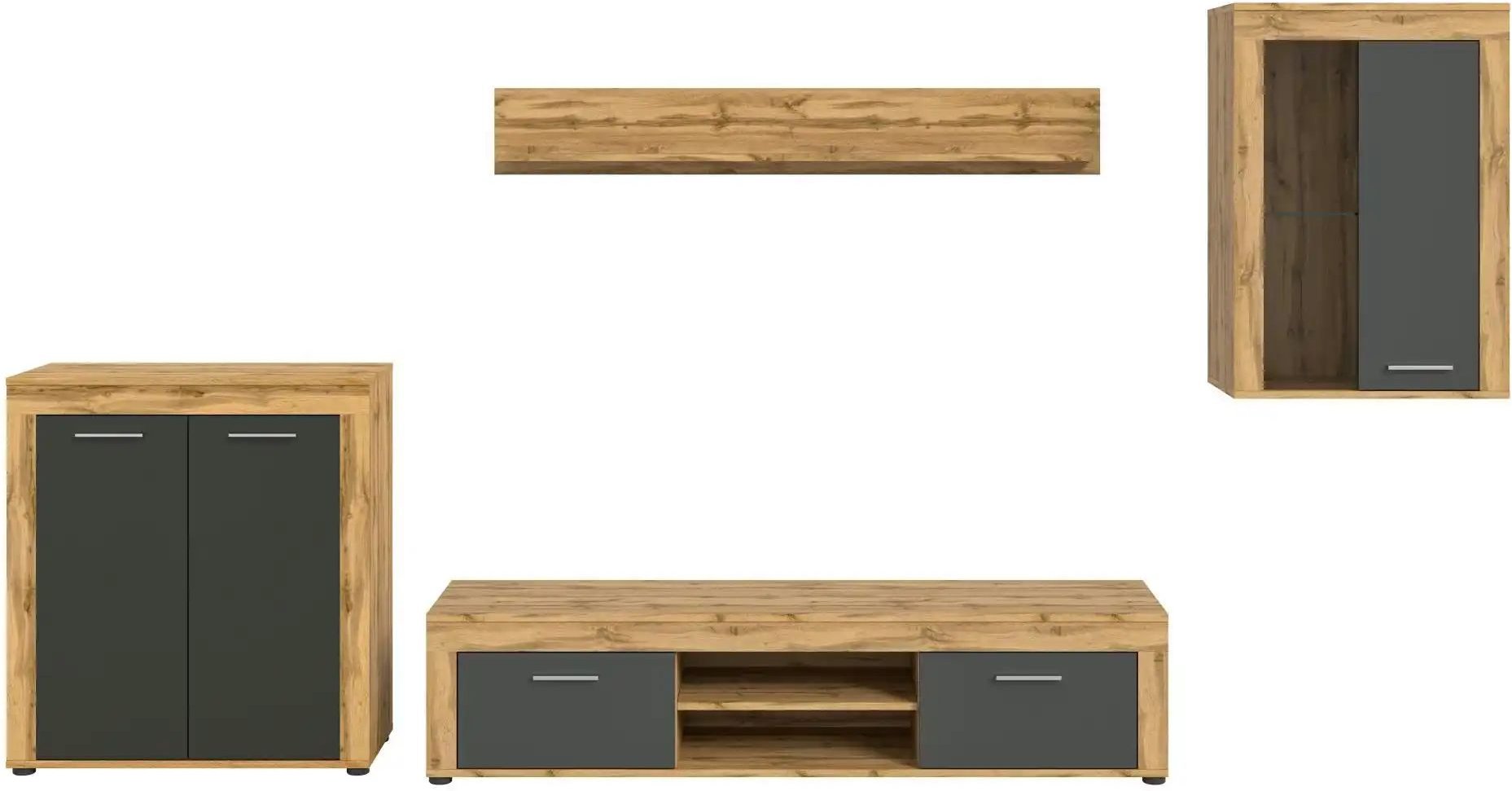 Wohnwand Bardenas ¦ holzfarben ¦ Maße (cm): B: 330 H: 169 T: 35.0 Kommoden & Sideboards > Wohnwände - Höffner