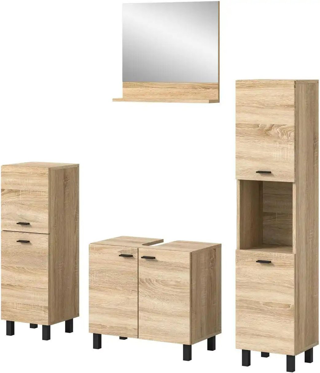 Badkombination Bostalsee ¦ holzfarben ¦ Maße (cm): B: 137 H: 186 Schränke > Badschränke > Komplett-Badkombinationen - H...