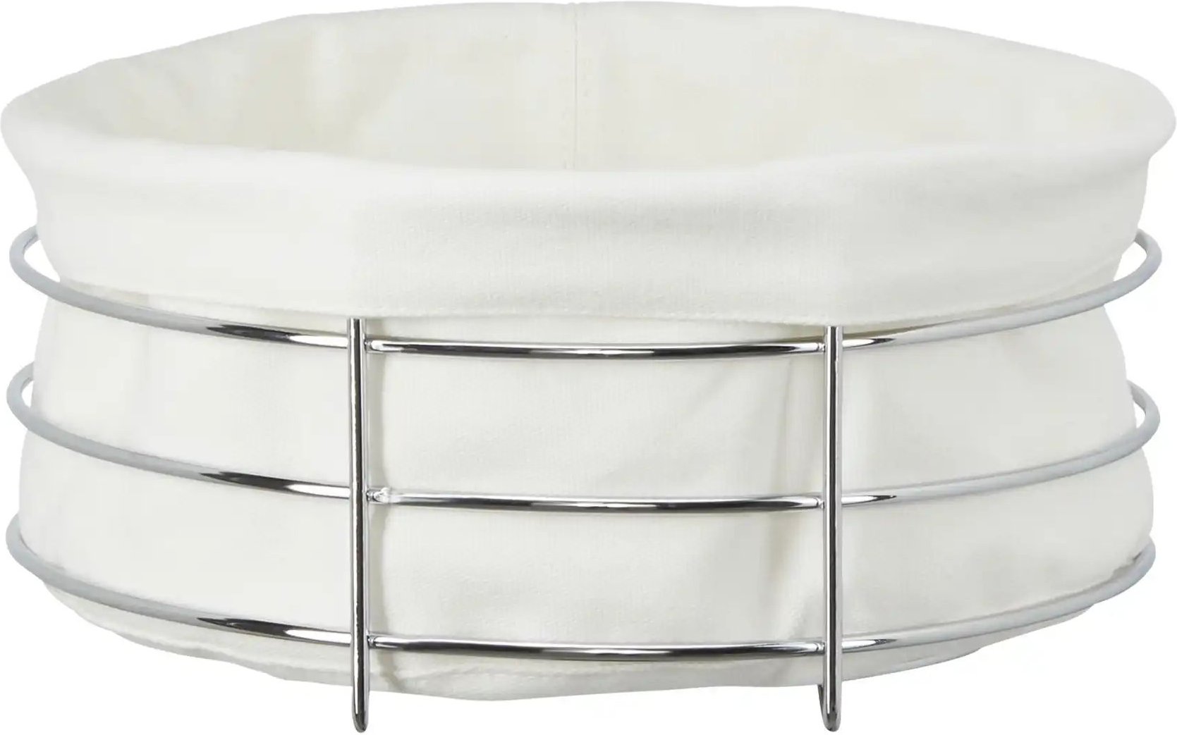 KHG Brotkorb ¦ weiß ¦ Edelstahl,Textil ¦ Maße (cm): H: 10,7 Ø: 23.5 Küchenzubehör & Helfer > Brot Aufbewahrung - Höff...