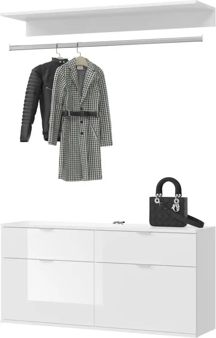 Thumbnail - Garderobenset Projekt X ¦ weiß ¦ Maße (cm): B: 121 H: 62 T: 34.0 Garderoben & Kleiderstangen > Garderobensysteme - Höff...
